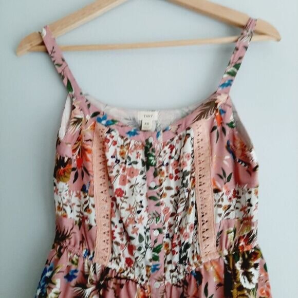 TINY / Anthropologie Thea Peplum Tank Top Pink Floral Sz XS Flawed - Picture 3 of 16
